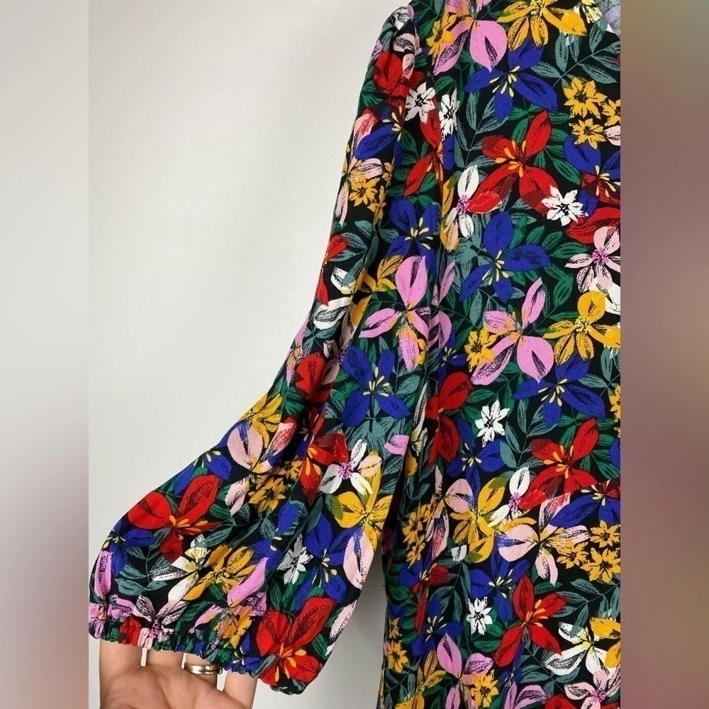 ELOQUII Elements Plus Size Knot Front Floral Print Flounce Dress, Size 20